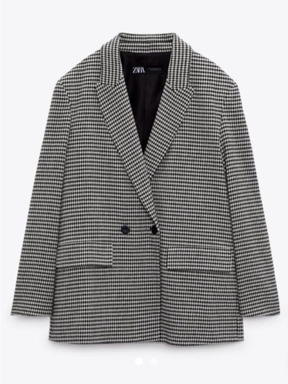 ZARA Black & White Houndstooth Tailored Blazer | Classic Preppy Fall | M